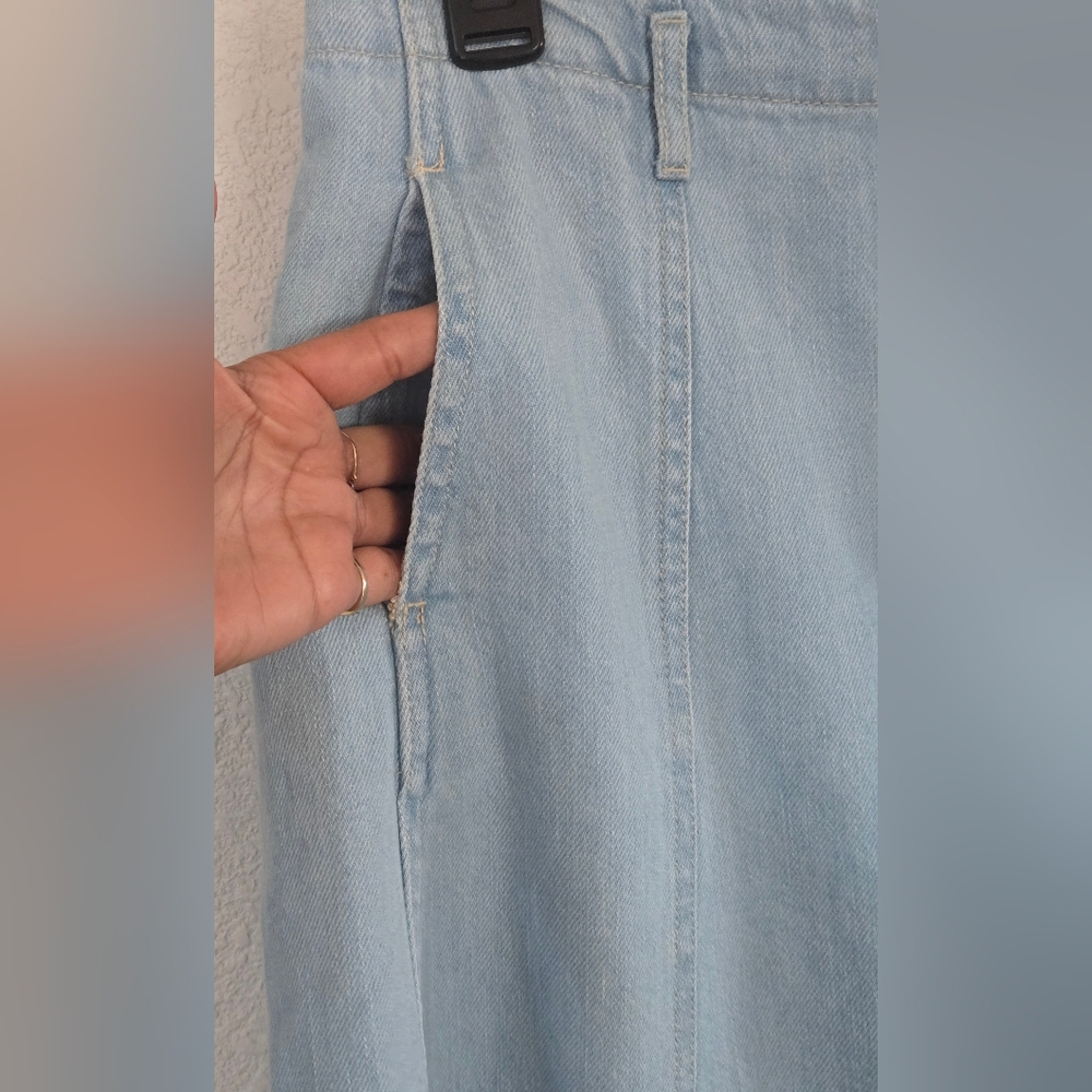 Light Wash Denim Maxi Skirt - Women's Casual A-Line - Picture 5 of 8
